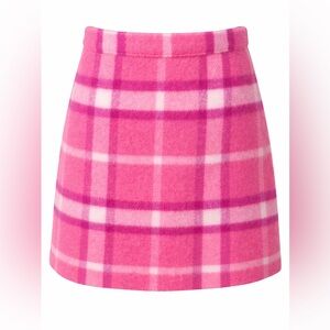 Vintage Benetton Pink Plaid Wool Mini Skirt Preppy Y2K Clueless Core-Small